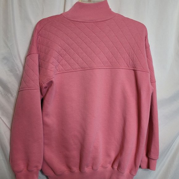Vintage Sweatshirt Pullover Mervyns Cheetah Pink Quilted High Mock Neck Size S - Picture 8 of 9